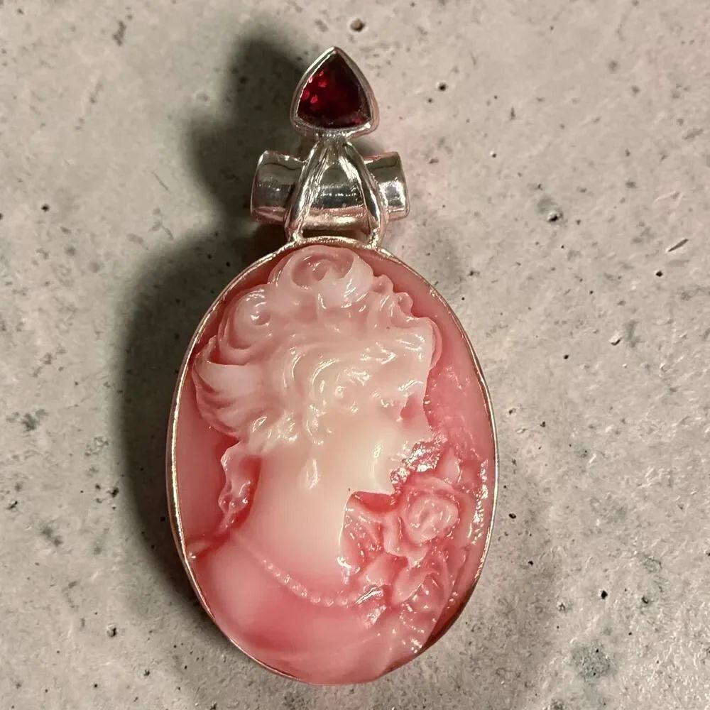 Victorian Lady Cameo 925 Sterling Silver Pendant